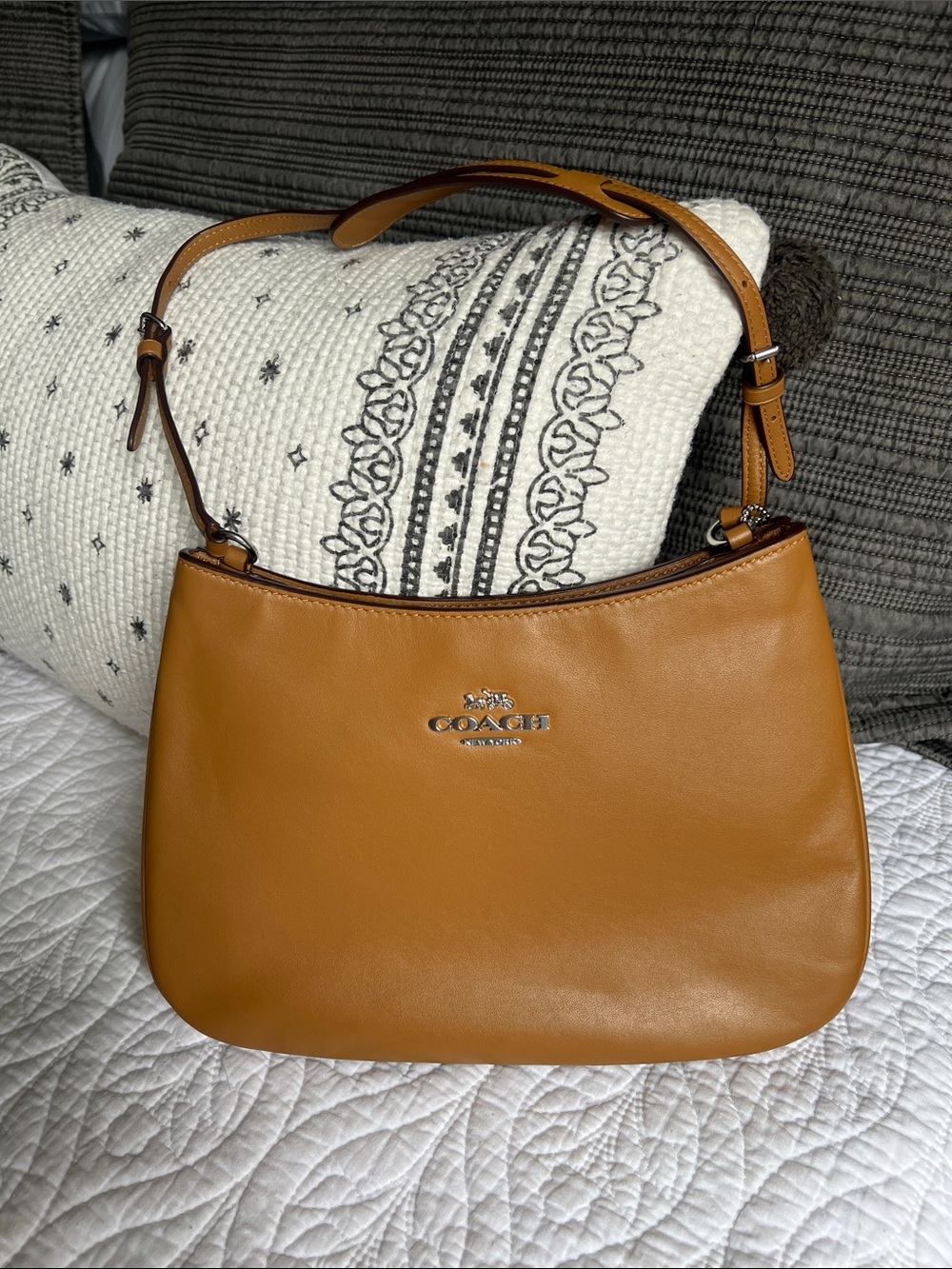Coach Caramel Leather Shoulder Bag with Adjustable Strap